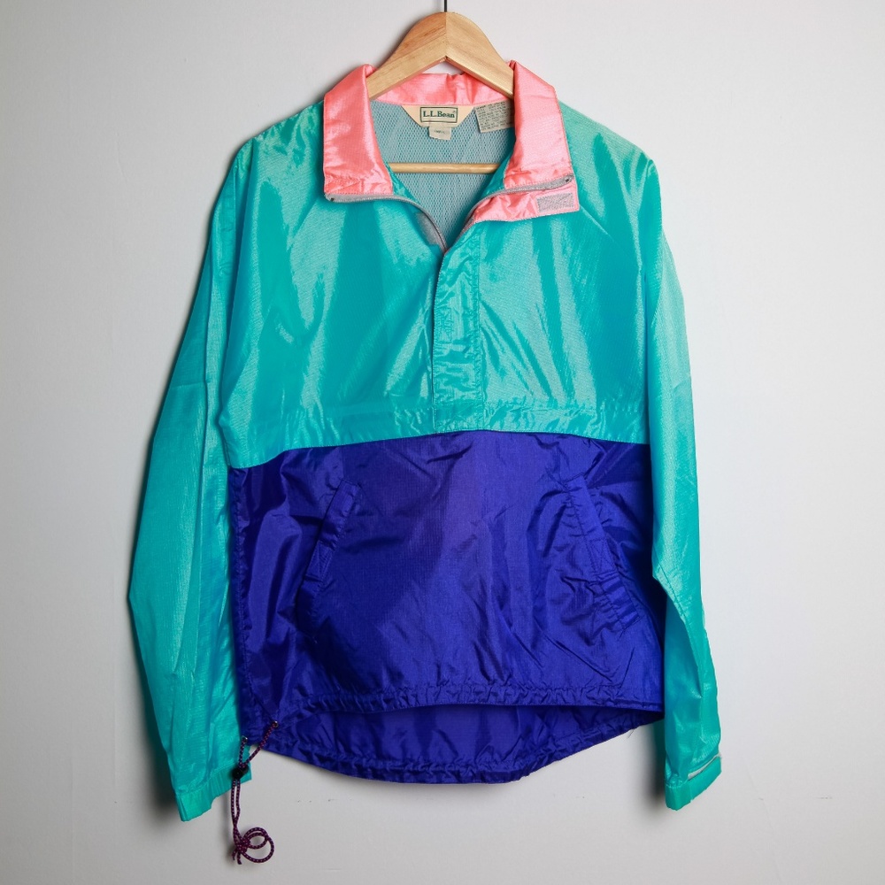 LL Bean Neon Half Zip Jacket Size Small